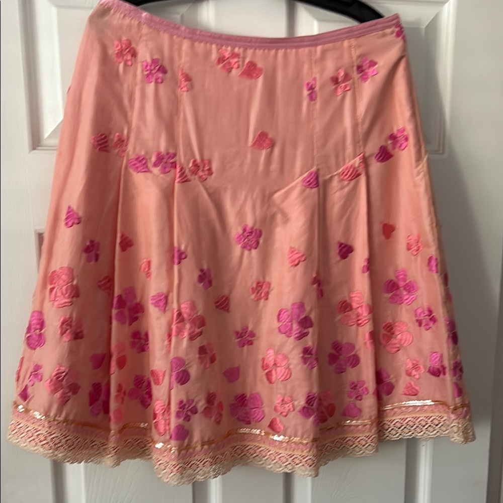 Cynthia Steffe Pink Embellished A-Line Skirt
